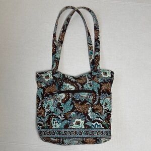 VERA BRADLEY Women's Vintage Java Blue Floral Retired Pattern Mini Tote Bag‎